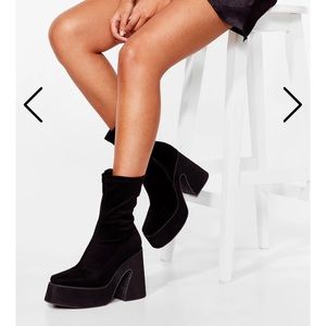 Black Faux Suede Make a Stand Boots from Nasty Gal